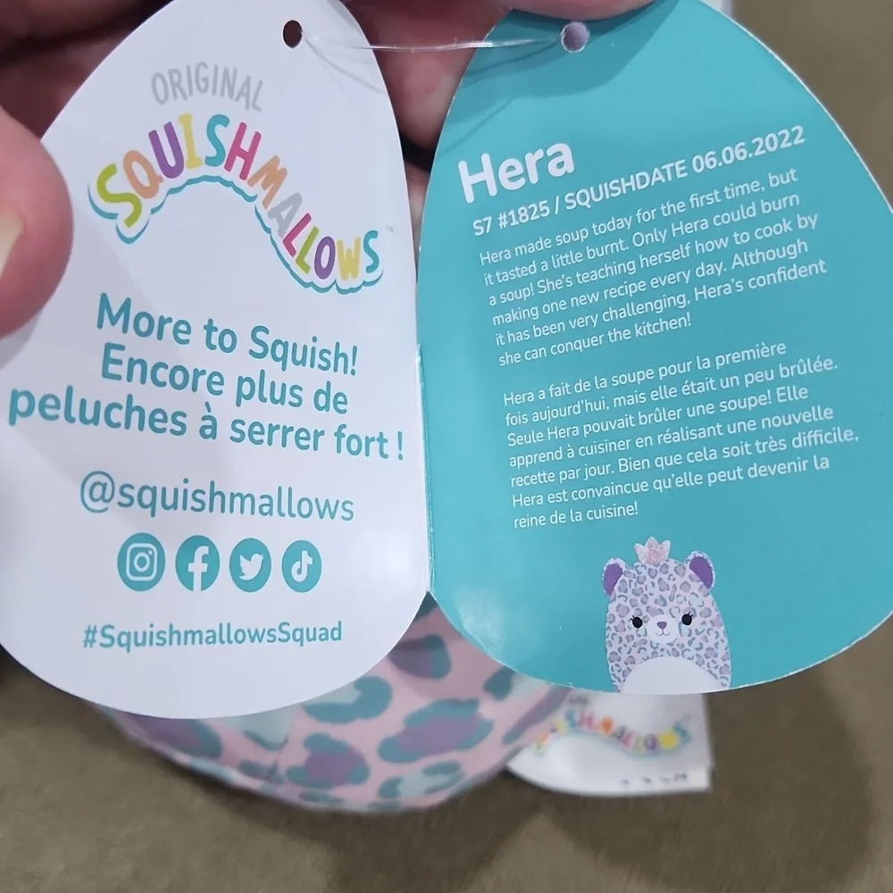 Squishmallows Hera the purple and pink Cheetah Kellytoy Plush stuffed animal 7in